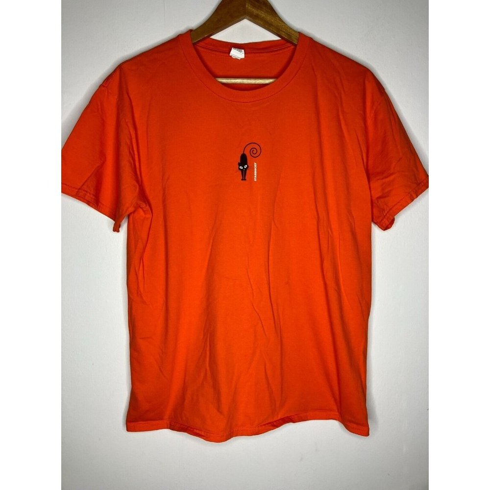 Rare Starbucks Halloween Black Cat Orange Large T-Shirt